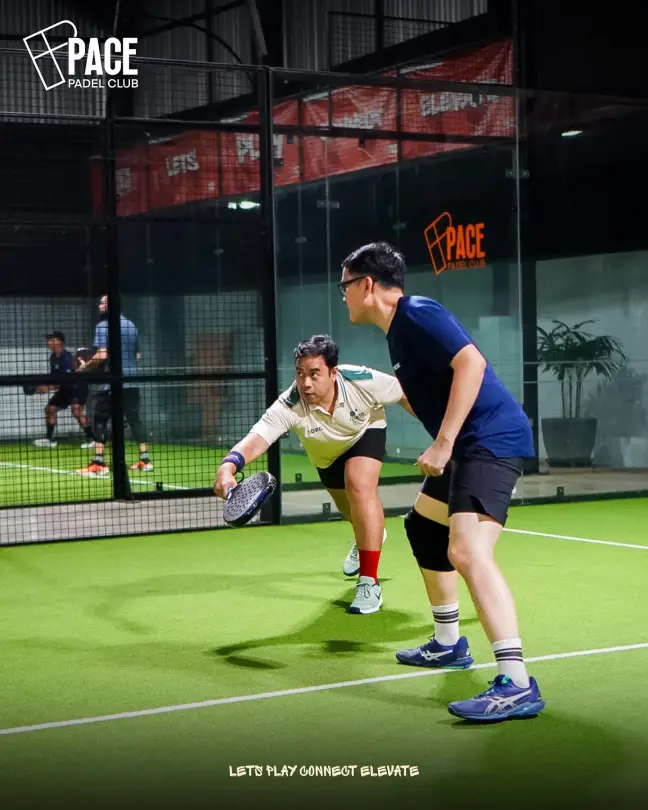 Two players at the net